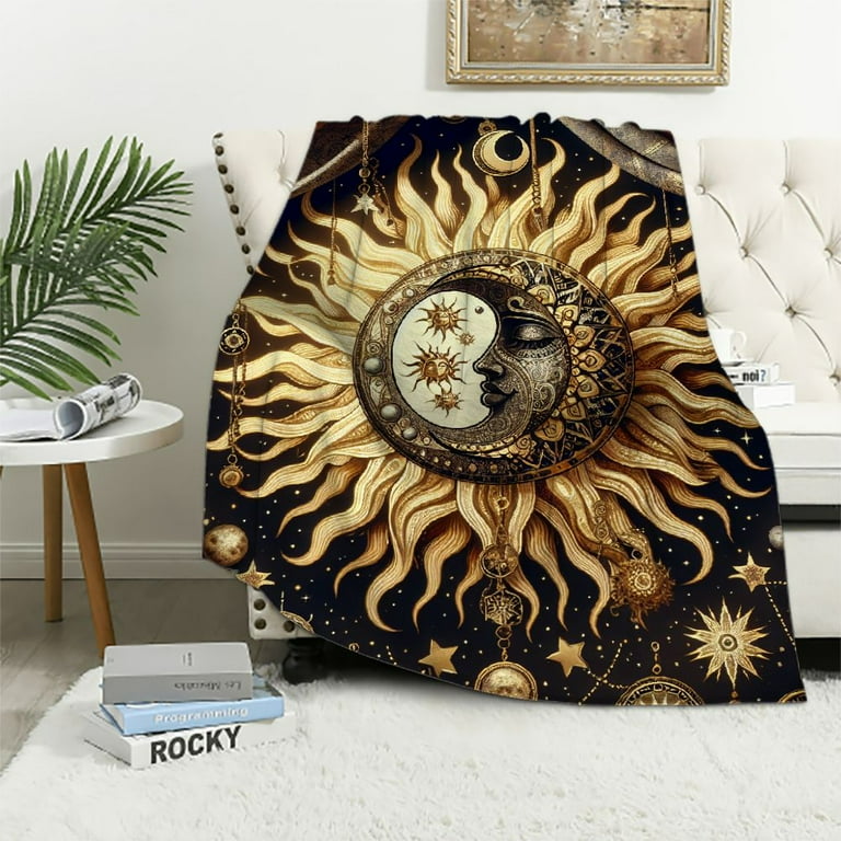 COMIO Vintage Boho Sun and Moon Blanket Gifts for Adults for Bed Living Room Bedding Couch Soft Lightweight Warm Cozy Bohemia Retro Throw Blankets Decor All Seasons Walmart