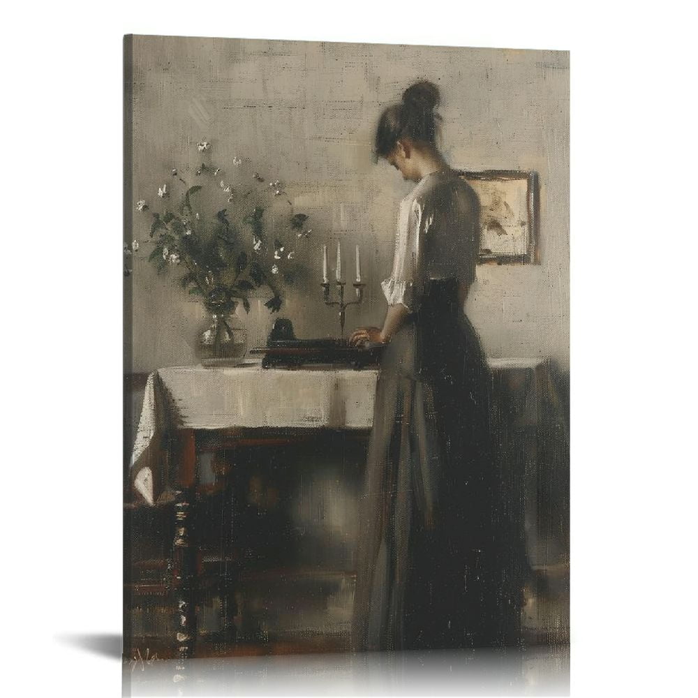 COMIO Vintage Danish Canvas Wall Art Famous Artwork Woman Reading ...