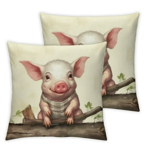 COMIO Vintage Farmhouse Animals Throw Pillow Covers Rooster Pig Sheep Retro Truck Pillows for Couch Sofa Home Decor Set of 2