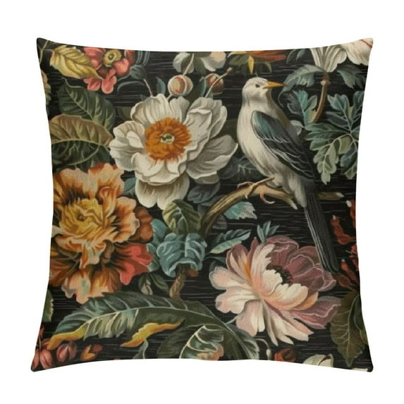 COMIO Vintage Flower Bird Pillow Covers Retro Peony Floral ThrowPillow Covers Decorative Square Pillowcase Protector Cushion Case for Sofa Couch Bed Pillow Pillowcases