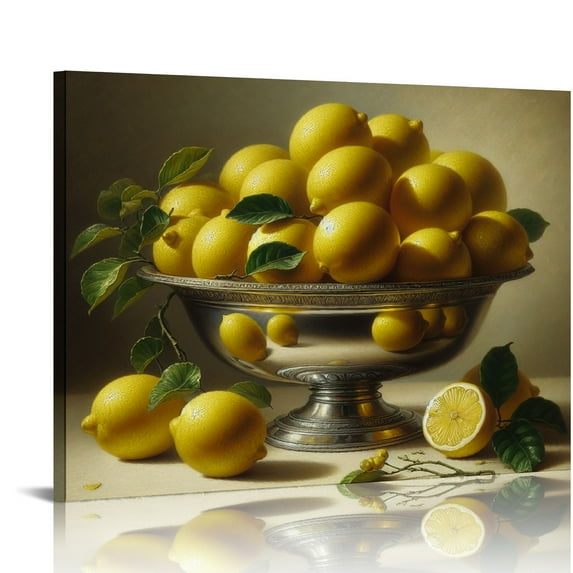 COMIO Vintage Lemon Wall Art French Country Still Life Print Vintage Lemon Still Life Art Canvas Lemon Painting Vintage Fruit Pictures Yellow Lemon Artwork For Wall Antique Fruit Pictures