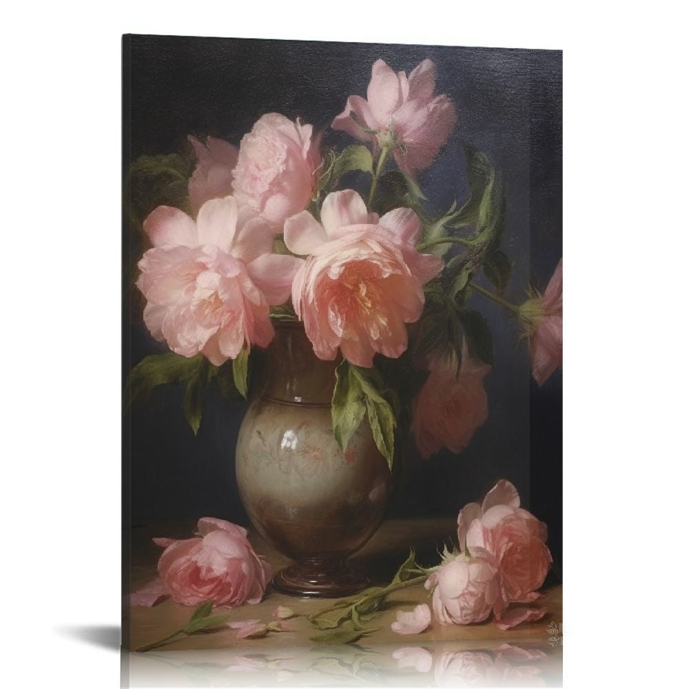 COMIO Vintage Peony Famous Art Botanical Flower Canvas Wall Art Floral ...