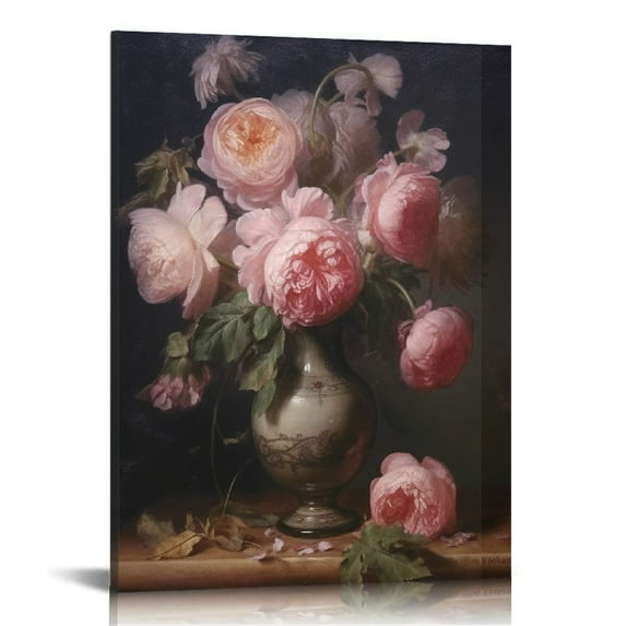 COMIO Vintage Peony Painting Famous Art Botanical Flower Canvas Wall Art Floral Aesthetic Poster Retro Century Modern Gallery Prints Wall Decor For Bedroom Living Room