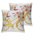 thumbnail image 1 of COMIO  Vintage Pillow Cushion Cover Pack of 2, Watercolor Style Effect Bicycle Leaves and Flowers in The Basket Pattern, Decorative Square Accent Pillow Case, 2 Pcs, 1 of 6