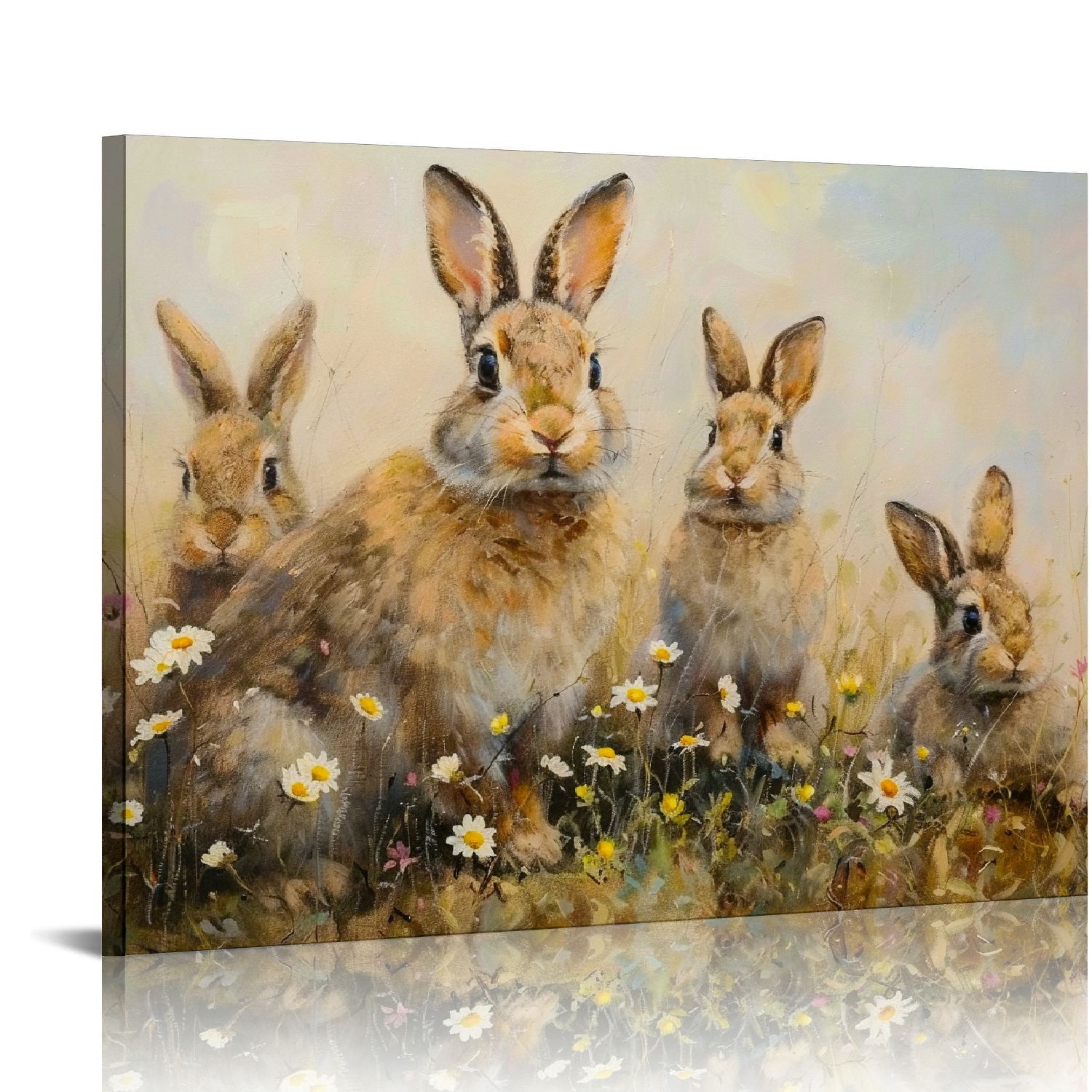 COMIO Vintage Rabbit Poster Wall Decor Wildflower Canvas Art Prints ...