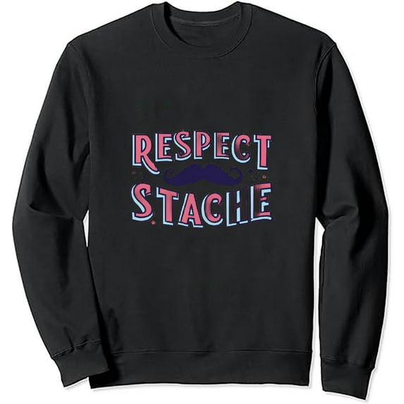 COMIO Vintage Retro Funny Mustache Respect the Stache Mustache Sweatshirt