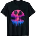 thumbnail image 1 of COMIO Vintage Retro Sunset Palm Tree T-Shirt, 1 of 3