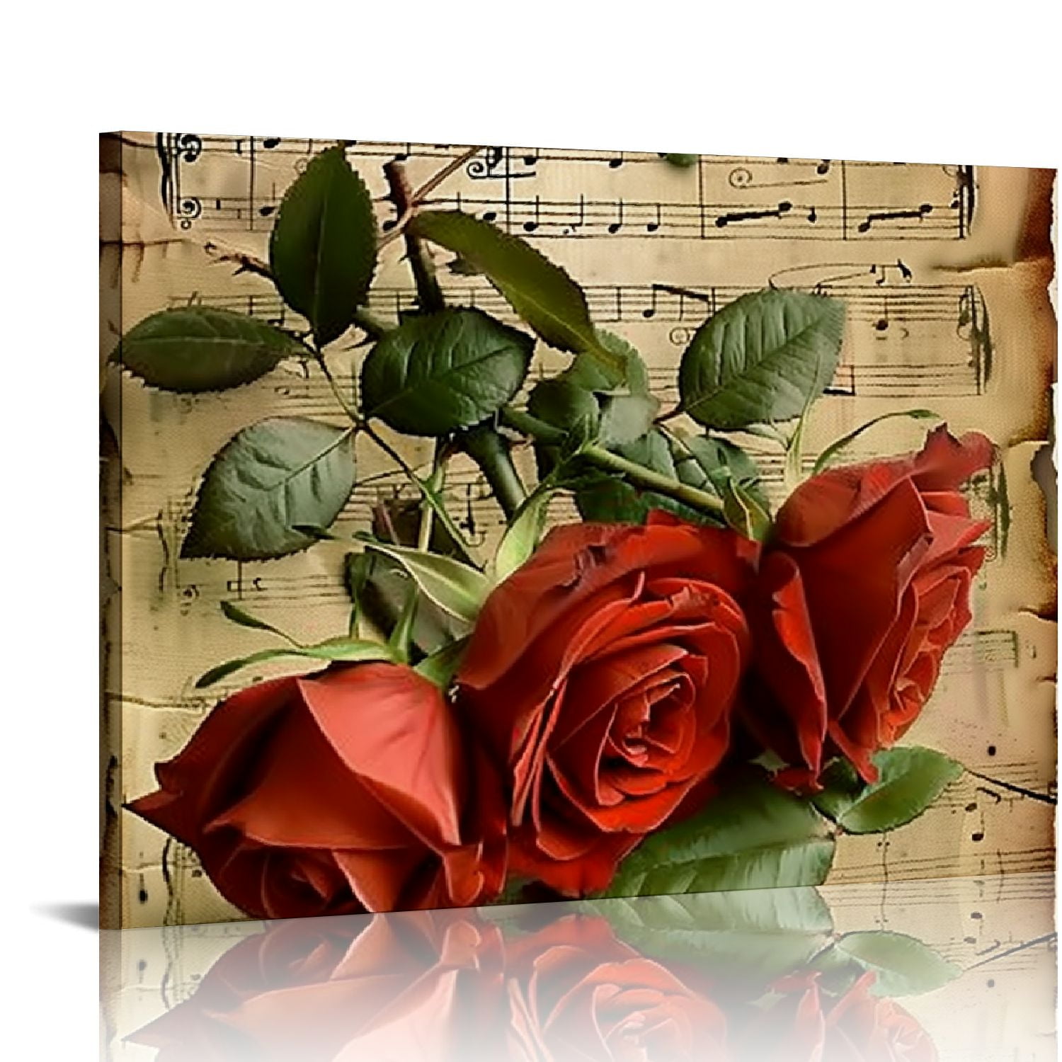 COMIO Vintage Rose Canvas Wall Art Rose Flower Painting Wall Decor Rose and  Music Score Pictures Poster Classical Country Love Flower Print Artwork for  Living Room Bedroom Decor - Walmart.com, image size:1500x1500