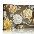 thumbnail image 1 of COMIO  Vintage Rose Wall Art Yellow and White Flower Canvas Painting Pictures Floral Prints Artwork for Living Room Bedroom Wall Decor, 1 of 4