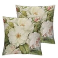 thumbnail image 1 of COMIO Vintage Shabby Chic White Rose Floral 2-Piece Short Plush Pillow Covers White, 1 of 6