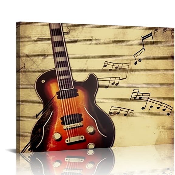 COMIO Violin Canvas Wall Art Piano Guitar Painting Pictures Musical Posters Jazz Vintage Artwork for Bedroom Office Bathroom
