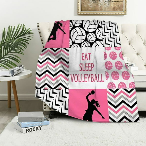 Volleyball Blanket  for Bed Sofa Couch Girls Volleyball Throw Blanket Sport Game Blanket Ball Pink Plush Blanket for Boys Girls Kids Adults