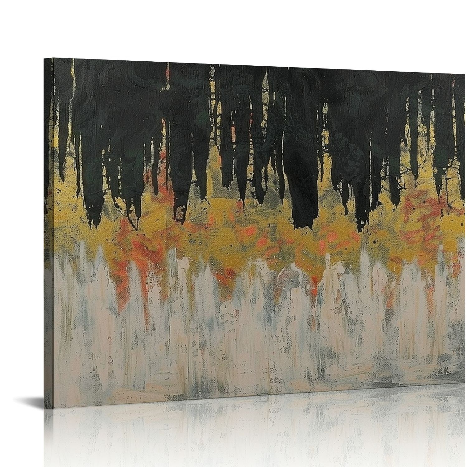 COMIO Wall Art Abstract Painting Gold and Black Large Wall Decor Framed ...