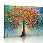COMIO Wall Art Bedroom Abstract Wall Decor Living Room Large Color Leaf Tree Canvas Wall Art Office Farmhouse Paintings Artwork Modern Textured Tree of Life Wall Art Prints Pictures