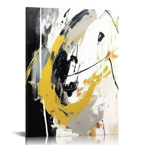 COMIO Wall Art Bedroom Black and White Canvas Artwork for Walls Modern Abstract Graffiti Gold Wall Decor Home Decorations for Living Room Dining Room Office