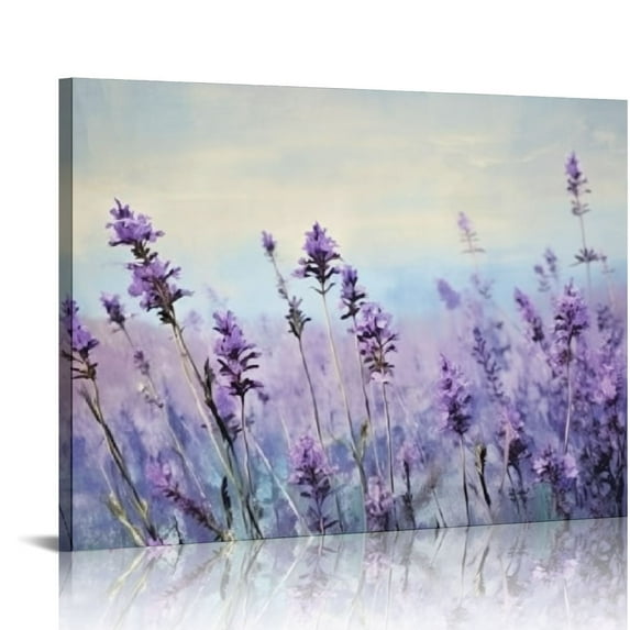COMIO Wall Art For Bedroom Purple Lavender Wall Decor Flowers Pictures Prints Framed Canvas Wall Art for Living Room Girls Room Studio Office Ready To Hang