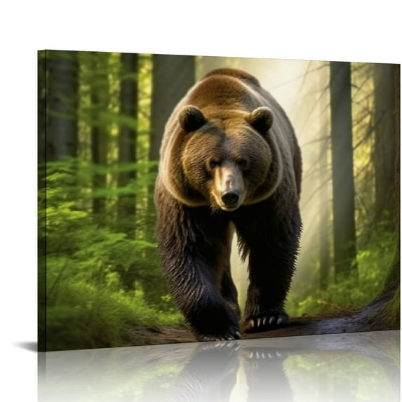 COMIO  Wall Art Canvas Prints - Forest and Bear Picture Painting - Modern Wall Artwork Framed for Gifts Bathroom Home Kitchen Office Decor
