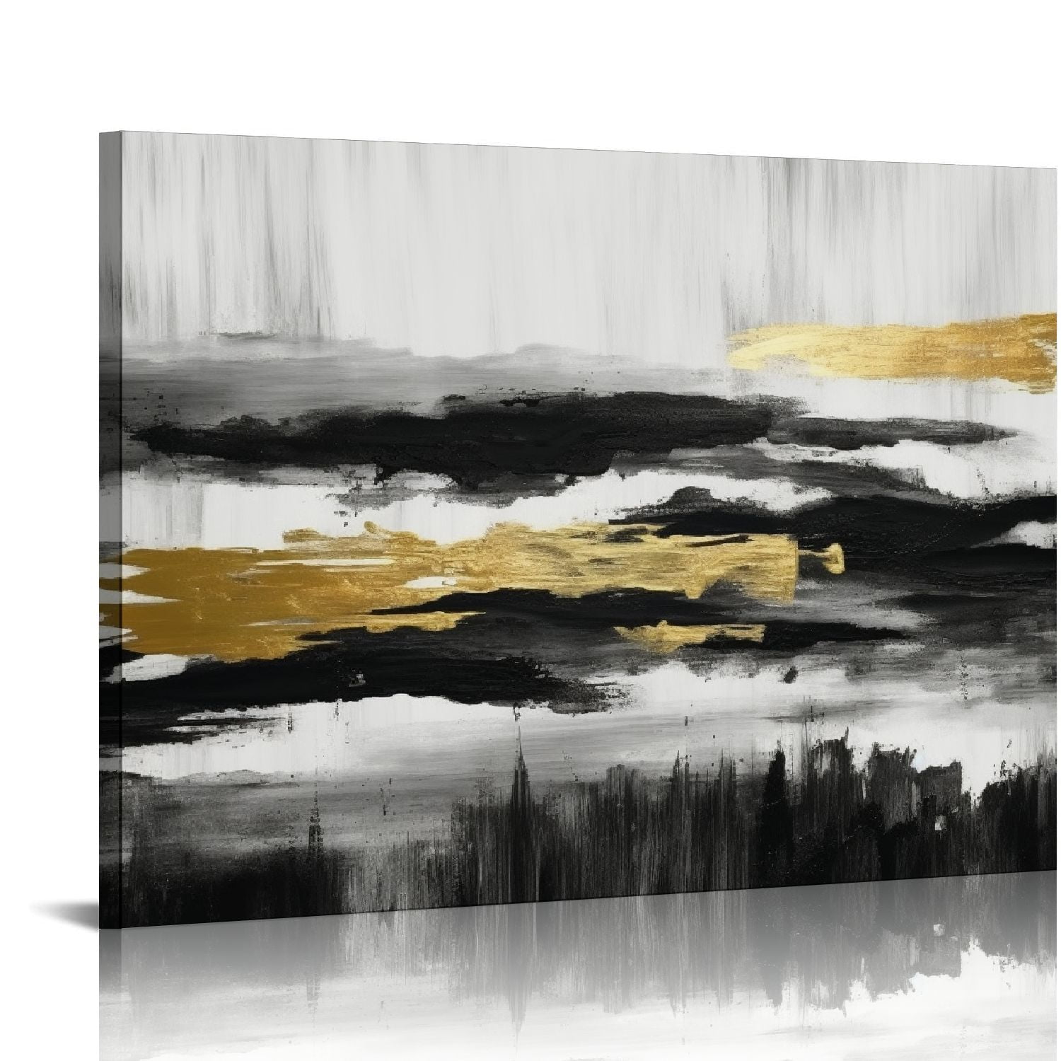 COMIO Wall Art Living Room Decor Gold Abstract Painting Room Decor Black And Grey Artwork for ...