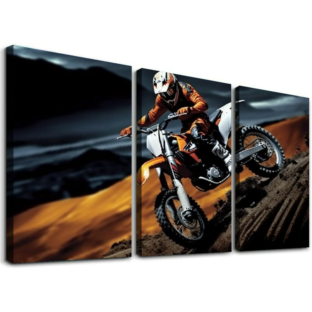COMIO Wall Art Motocross Dirt Bikes Wall Decor Pictures Canvas Prints