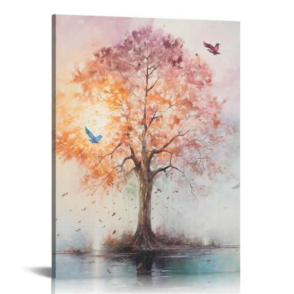 COMIO Wall Art Tree of Life Yellow Tree Pictures Modern Abstract Forest Artwork Prints Canvas Painting for Bedroom Living Room Office Large Decor
