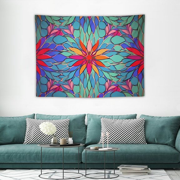 COMIO Wall Tapestry Fantasy Imprints Floral Sun Abstract Nature Texture Design Summer Painting Pattern Multicolored Tapestry Wall Hanging for Room Dorm Decor 40x30 Inch