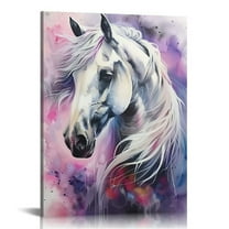 COMIO Watercolor Animal Canvas Wall Art Animal Horse Paintings Prints Wild Horse Picture Wall Decor for Home Office Framed