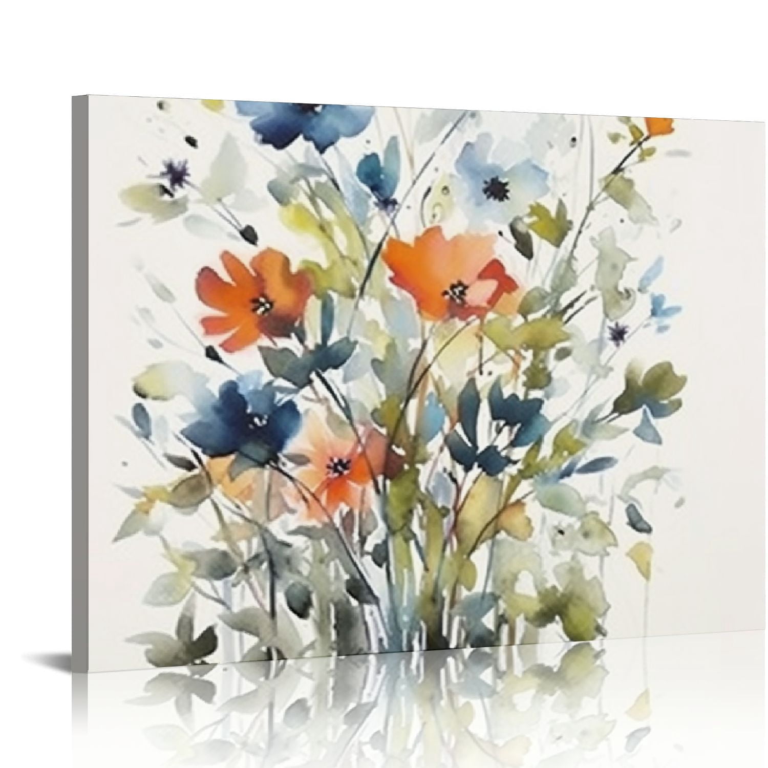 COMIO Watercolor Daisy Flower Canvas Wall Art Colorful Plant Decor Pink ...