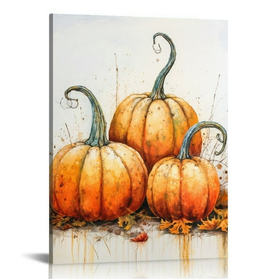 COMIO Watercolor Fall Pumpkin Maple Leaves Wall Art Prints Unframed ,Autumn Harvest Seasonal Thanksgiving Halloween Posters Gifts for Home Farmhouse Kitchen Living Room Porch