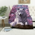 thumbnail image 1 of COMIO Watercolor Japanese Cherry Blossoms Blanket Lightweight Flannel Modern Anime Style Forest Wildlife Wolf Throw Blanket for Women Men Soft Cozy Plush Warm Birthday Gifts, 1 of 6