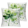 thumbnail image 1 of COMIO Watercolor Painting Of Shamrock Large St. Patrick's Day Soft and Durable 2-Piece Plush Pillowcase Set White, 1 of 6