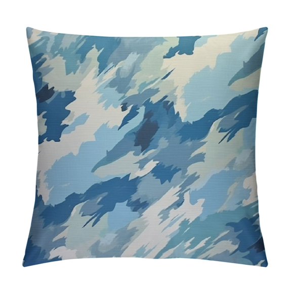 COMIO Watercolor Painting Throw Pillow Cover Grunge Modern Abstract Indigo Blue Artistic Dye Art Cozy Square Cushion Case for Men Women Boys Girls Room Home Decor