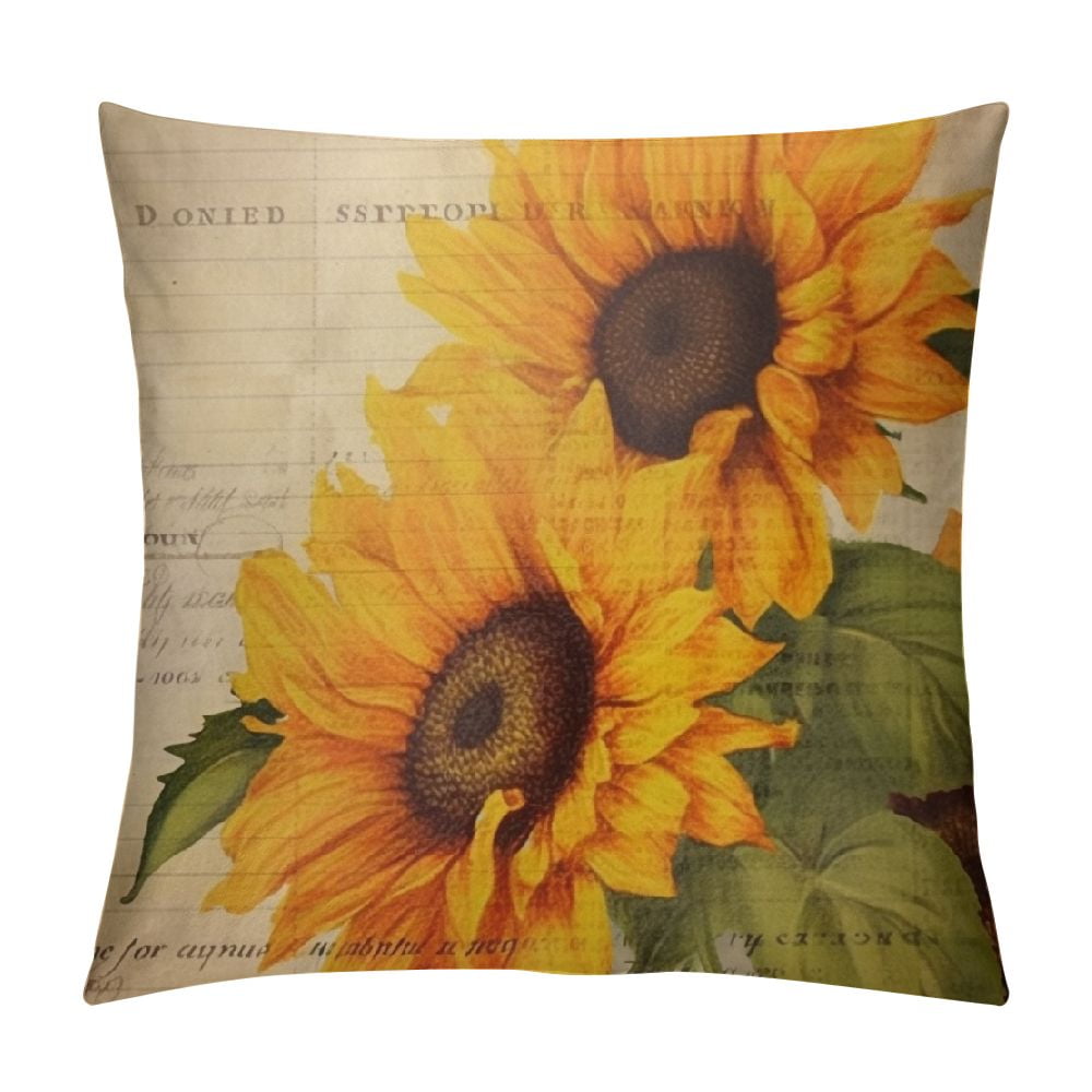 COMIO Watercolor Sunflowers Throw Pillow Covers,Yellow Flowers Blossom