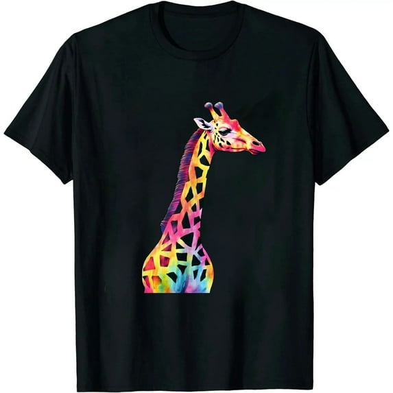 COMIO Watercolor Tie Dye Giraffe Vintage T-Shirt