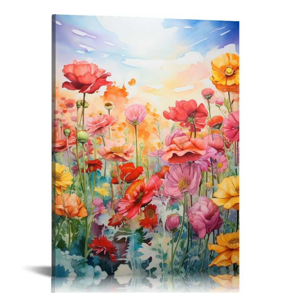 COMIO Watercolor Wildflower Wall Art Decor Colorful Flower Pictures ...