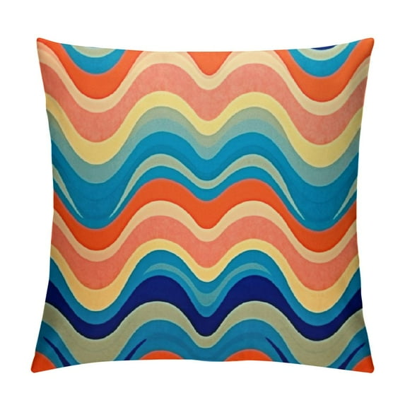 COMIO  Wave Design Decorative Throw Pillow Cover Multicolor Boho Pillow Covers, Colorful Abstract Retro Cushion Cover Square Outdoor Pillowcase for Home Couch Patio