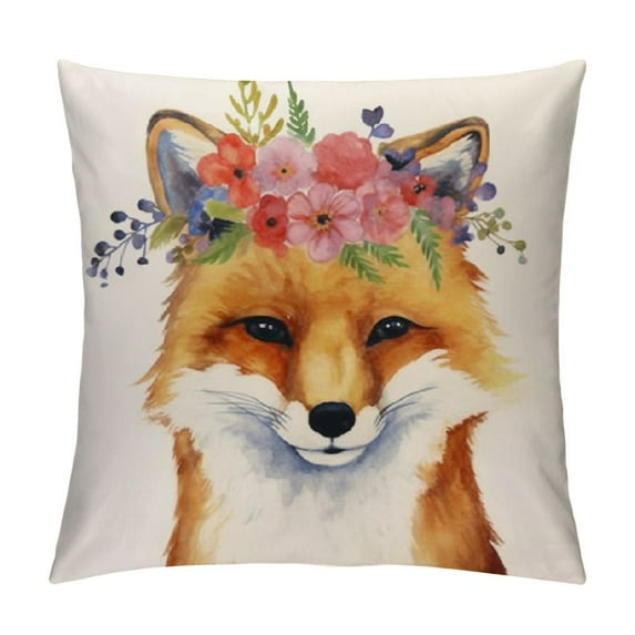 COMIO Welcome Cute Fox Throw Pillow Cover,Autumn Fox Halloween Buffalo Check Plaid Autumn Harvest Thanksgiving Holiday Decor for Home