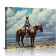 thumbnail image 1 of COMIO Western Cowboy Wall Art Canvas Prints, Old West Decor, Classic Texas Riding Horse Painting, Vintage Poster, Landscape Wall Pictures for Home Decor - Office Living Room, 1 of 4