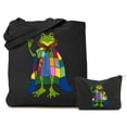 thumbnail image 1 of COMIO Whimsical Frog Character Tote Bag 2 Pcs Canvas Tote Bags Cute Aesthetic Tote Bags with Zipper, 1 of 7