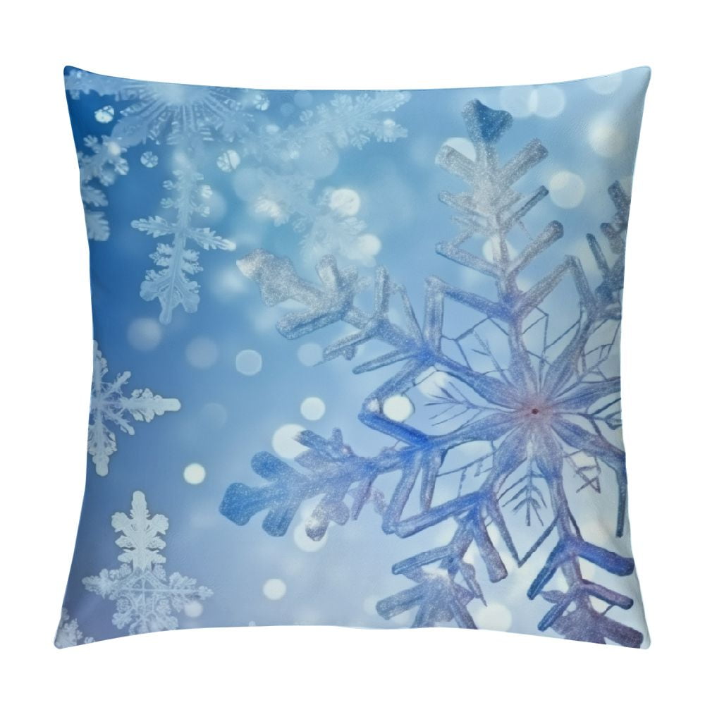 COMIO White Blue Snowflake Pillow Cover Merry Christmas Snow Throw