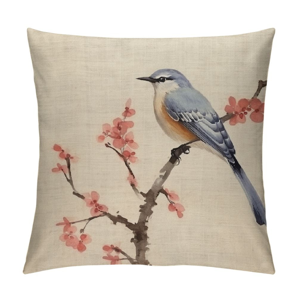 COMIO WhiteEared Blue Bird Throw Pillow Covers Farmhouse Double Sided