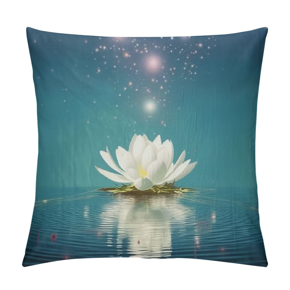 COMIO White Lotus Decorative Throw Pillows Covers, Magic Glittering