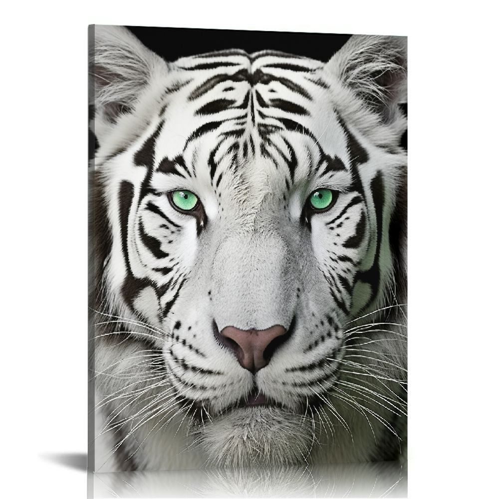 COMIO White Tiger Canvas Art Print Large Animal Wall Art Deco Canvas