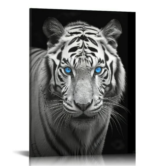 COMIO White Tiger Canvas Wall Art Animal Painting Picture Modern Wildlife Tiger with Blue Eyes Photography Poster Print Framed Artwork for Home Office Living Room Bedoom