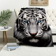 thumbnail image 1 of COMIO  White Tiger Stare Raschel Throw Blanket, 1 of 6
