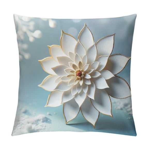 COMIO White Water Lotus Decor Tropical Flowers Throw Pillow Covers Abstract White Wildflowers Pillow Covers Landscape Outdoor Pillow Cases Cushion Cover for Living Room Couch Sofa Gift White