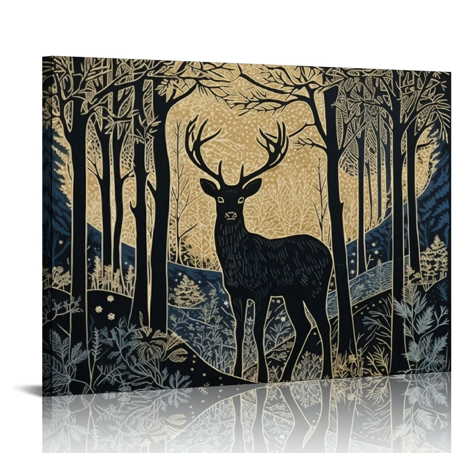 COMIO Wild Animal Canvas - Rustic Cabin Decor Wildlife Wall Art - Deer ...
