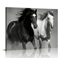 thumbnail image 1 of COMIO  Wild Horses Canvas Wall Art - Black White Horse Racing Picture Two Vintage Animals Running Artwork Print Gallop Painting for Home Office Bedrooms, 1 of 4