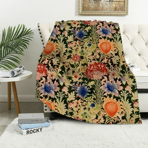 COMIO William Morris Acanthus Spectrum Blanket - Arts & Crafts - Gift Throw Woven from Cotton