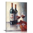 thumbnail image 1 of COMIO Wine Pictures Wall Decor: Red Wine Bottle with Two Glasses Kitchen Wall Decor Canvas Wall Art with Frame, 1 of 4