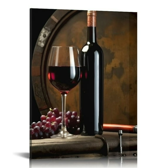 MLJA Wine and Fruit with Glass and Barrel Wall Art Painting for Kitchen Pictures Print On Canvas Food The Picture for Home Modern Decoration